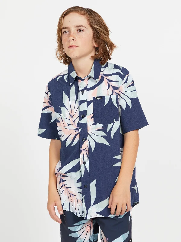 Men's tailored casual shirt-Big Boys Seeweed Short Sleeve Shirt - Navy