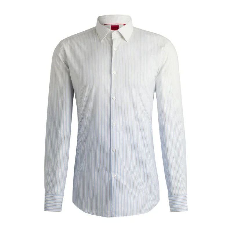 Men's lightweight striped shirt-Slim-fit shirt in degrad-stripe cotton poplin