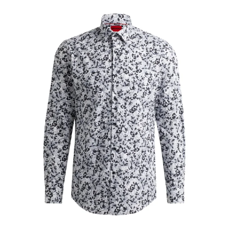 Men's modern slim shirt-Slim-fit shirt in printed cotton poplin