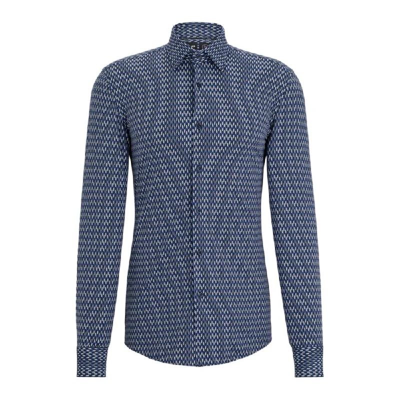 Men's luxury dress shirt-Slim-fit shirt in printed performance-stretch material