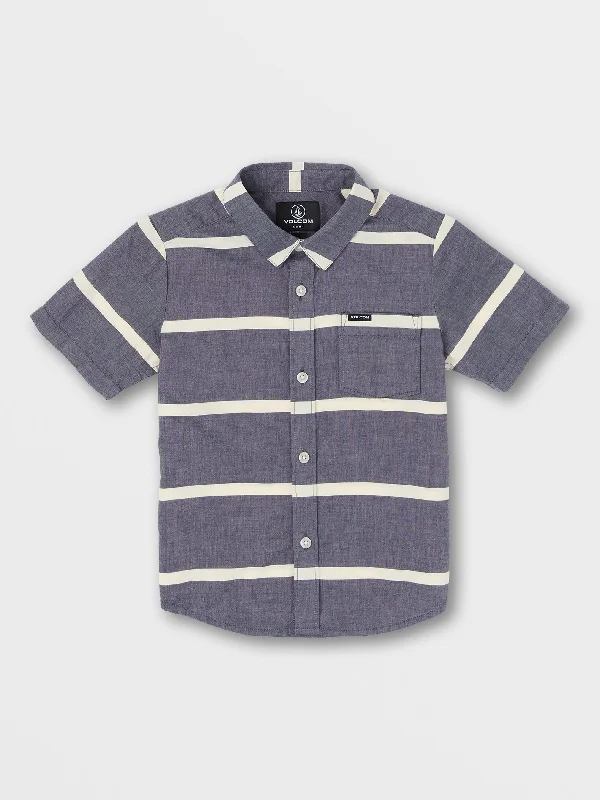 Men's stylish plaid shirt-Little Boys Stone Stagger Short Sleeve Shirt - Marina Blue