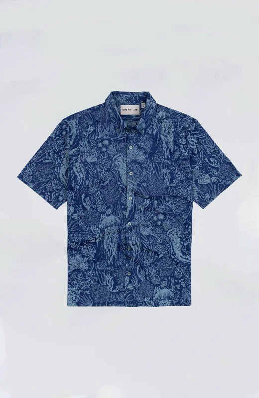 Men's lightweight oxford shirt-Tori Richard - Midnight Smack Jacquard Aloha Shirt