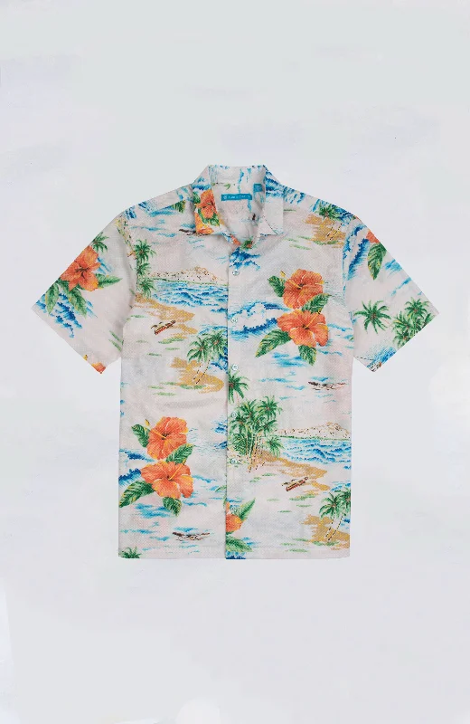 Men's stylish white shirt-Tori Richard - Sea Crossing Aloha Shirt