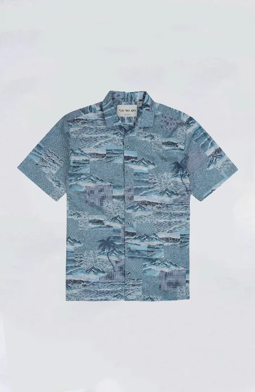 Men's breathable casual shirt-Tori Richard - Shashiko Waves Aloha Shirt