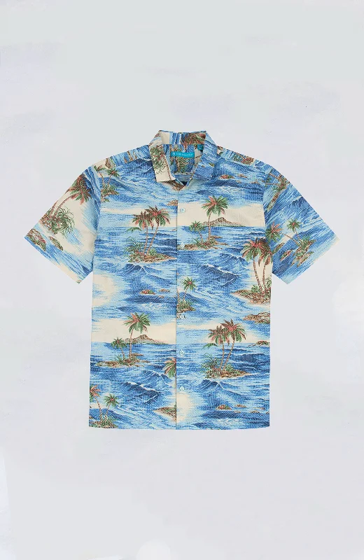 Men's slim fit dress shirt-Tori Richard - Tiled Isle Aloha Shirt