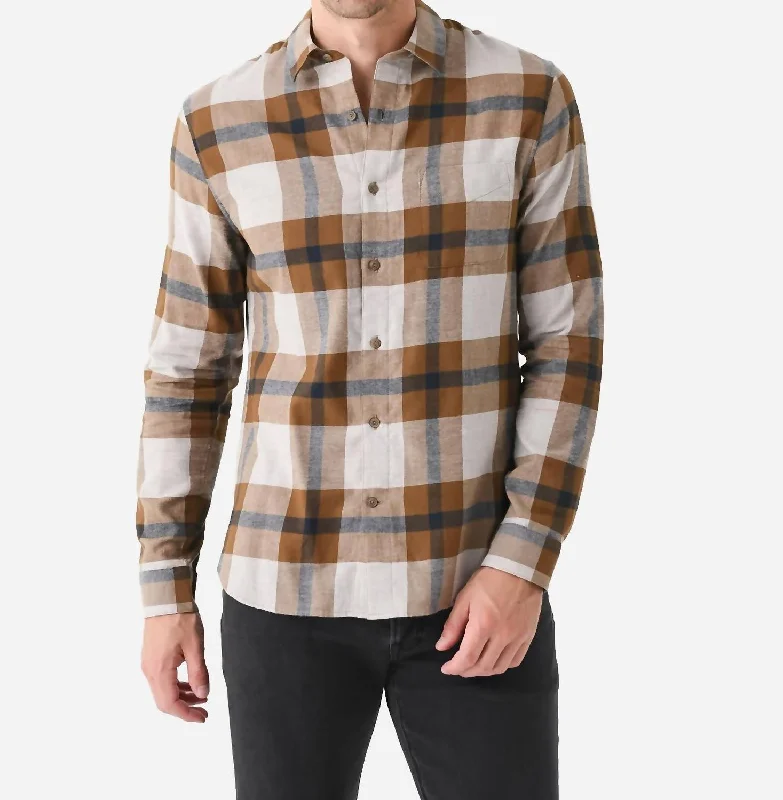 Men's slim business shirt-Yorkshire Plaid Shirt In Slate Brown/nightshade