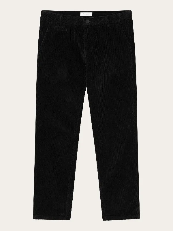 Men's lightweight cargo pants-CHUCK regular 8-wales corduroy chino pants - Black Jet