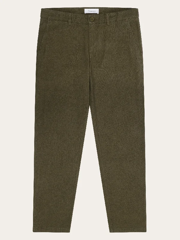 Men's rugged slim pants-CHUCK regular flannel chino pants - Dark Olive