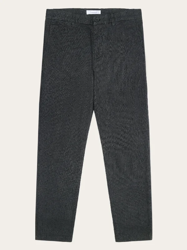 Men's durable slim pants-CHUCK regular flannel herringbone chinos - GOTS/Vegan - Gray Pinstripe