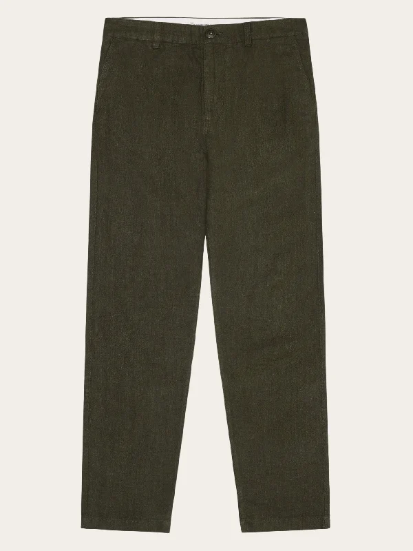 Men's rugged dress pants-CHUCK regular linen pants - GOTS/Vegan - Burned Olive