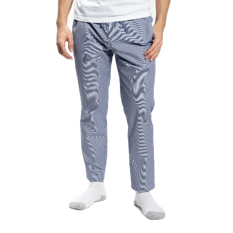 Men's tailored casual pants-Cotton Pajama Pants - Navy Pinstripe