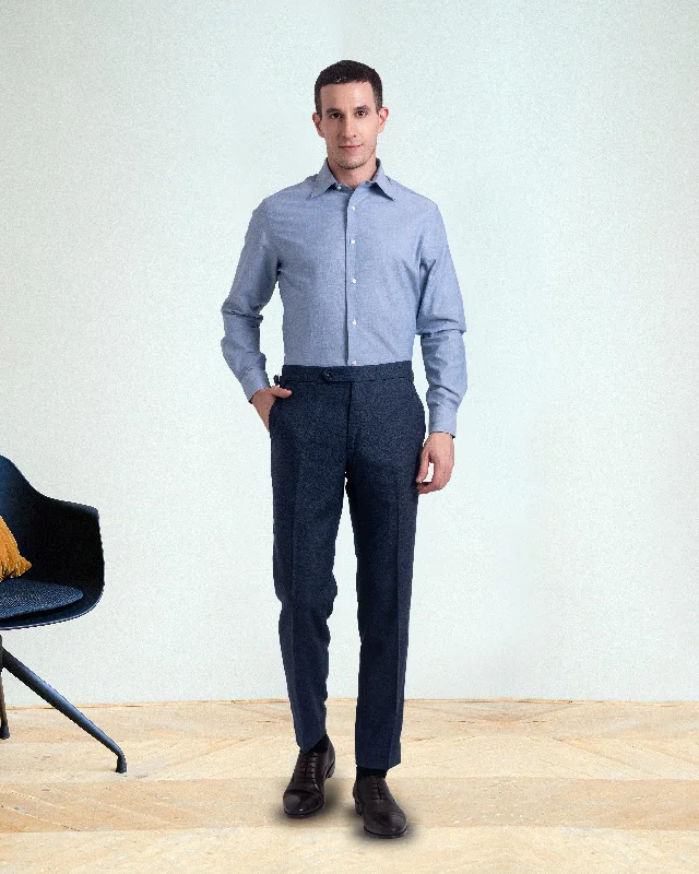 Men's lightweight cargo pants-Dugdale Navy Blue Wool Flannel