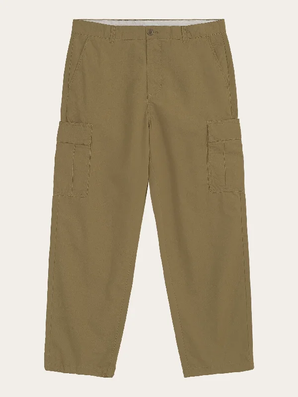 Men's comfy jogger pants-FIG loose cargo poplin pants - GOTS/Vegan - Burned Olive