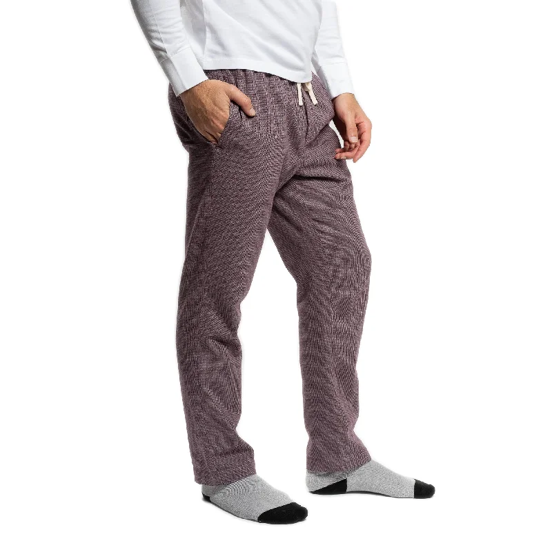 Men's modern stretch jeans-Flannel Pajama Pants - Burgundy Microcheck