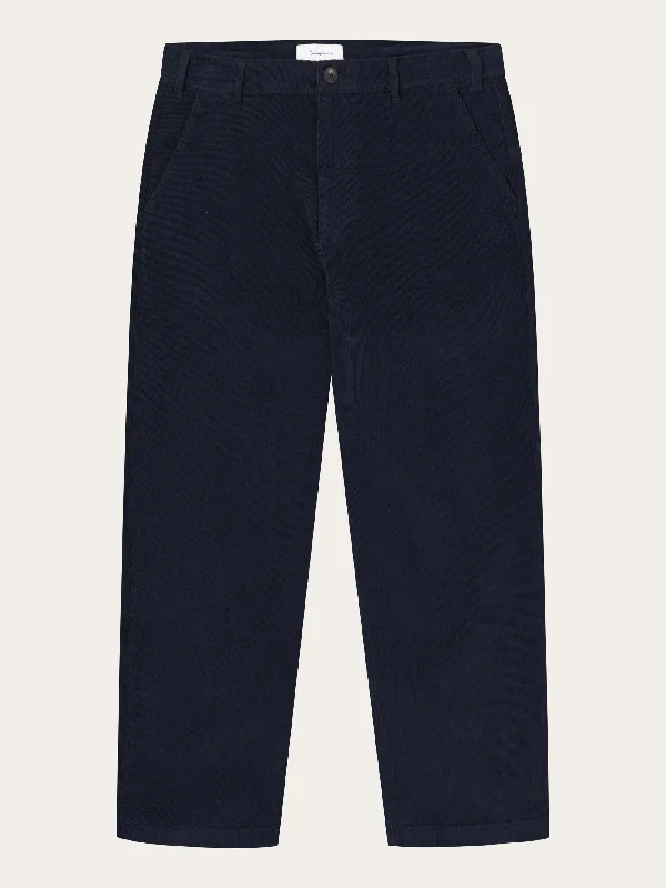 Men's lightweight jogger pants-FLINT wide corduroy chino pants - Night Sky