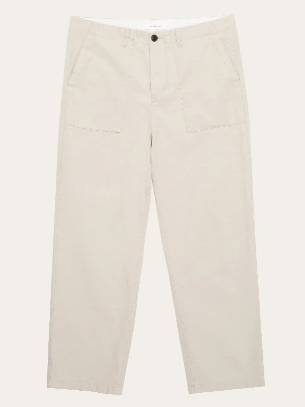 Men's trendy straight pants-FLINT wide slub yarn pants - GOTS/Vegan - Light feather gray