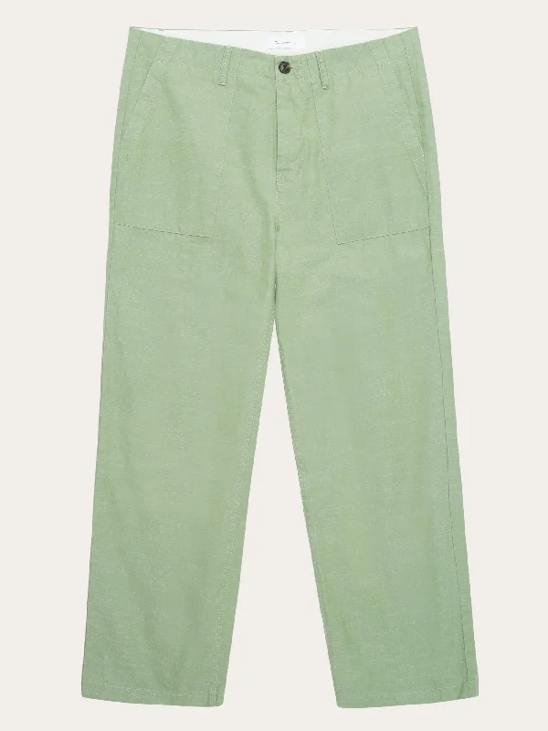 Men's skinny stretch pants-FLINT wide slub yarn pants - GOTS/Vegan - Shale Green