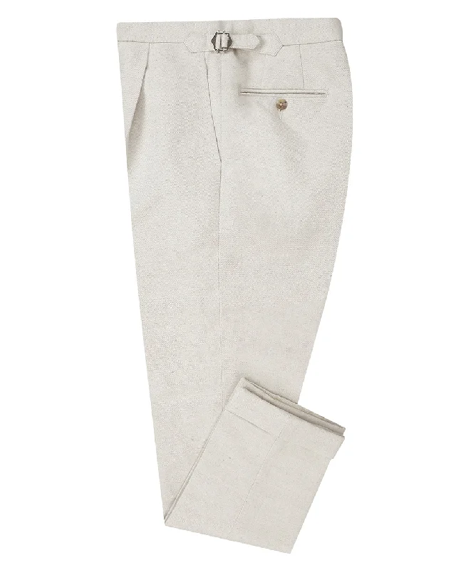 Men's modern denim pants-Linen: Heavy Vintage Cream Birdseye