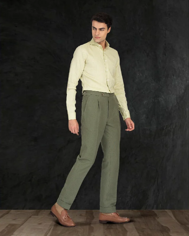 Men's lightweight casual pants-Linen Cotton Canvas: Olive Pant