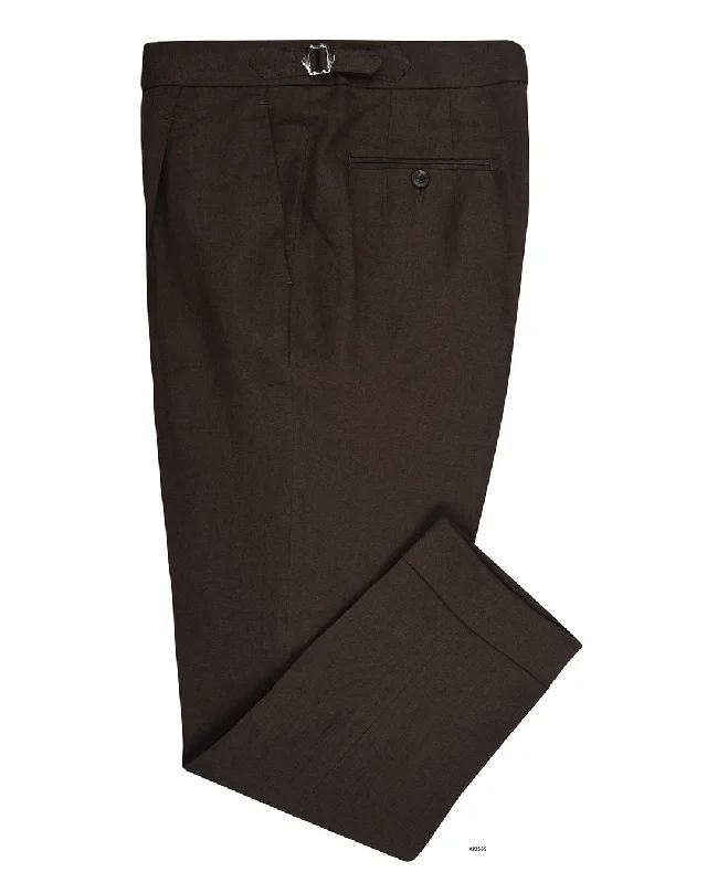 Men's rugged dress pants-Loro Piana: Dark Brown Linen