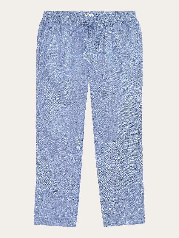 Men's comfy denim pants-Loose linen pant - Moonlight Blue