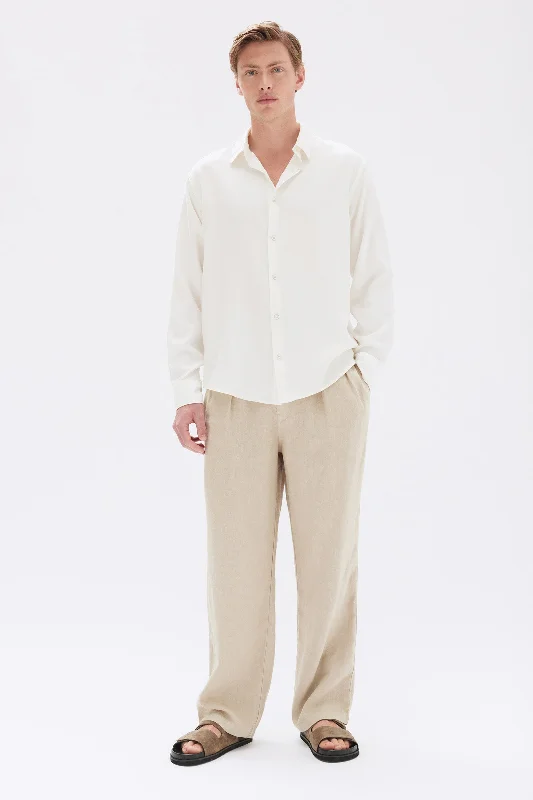 Men's lightweight cargo pants-Miles Pleated Linen Chino