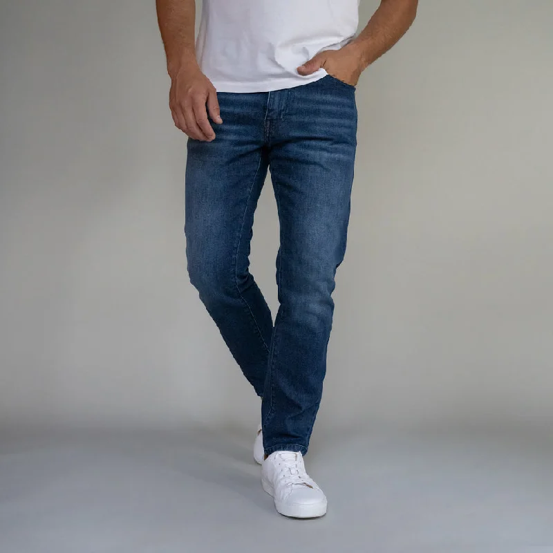 Men's trendy straight pants-Premium Italian Denim Skinny Fit - Dark Vintage Wash