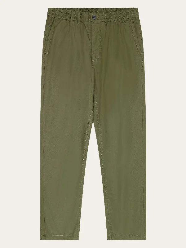 Men's trendy dress pants-TIM tapered poplin elastic waist string pants - GOTS/Vegan - Burned Olive