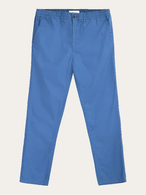 Men's comfy denim pants-TIM tapered poplin elastic waist string pants - GOTS/Vegan - Moonlight Blue