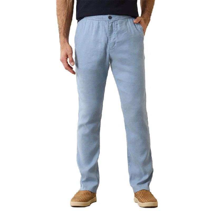 Men's skinny khaki pants-Tommy Bahama Beach Coast Linen Blend Pull On Pants - Port Side Blue