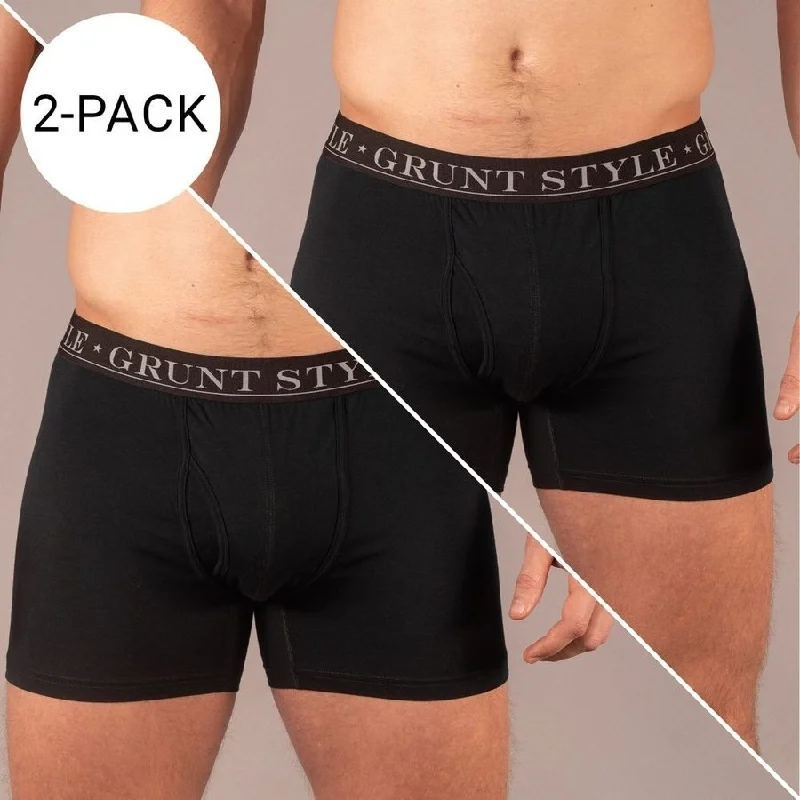 men's anti-slip trunks-Base Command 2-Pack Boxer Briefs - Black