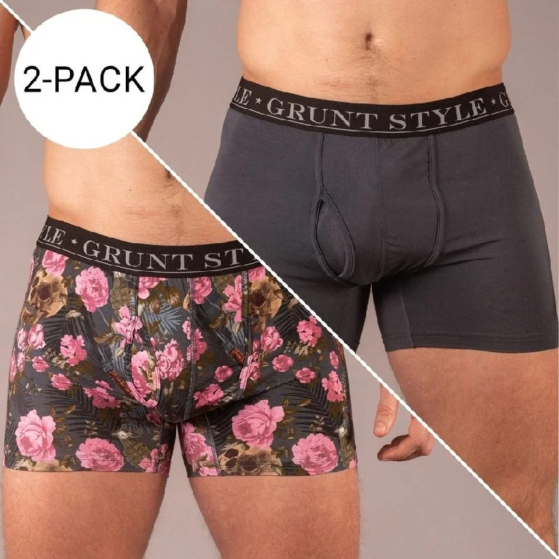 men's long-leg briefs pack-Base Command 2-Pack Boxer Briefs - Dark Gray & Reaper