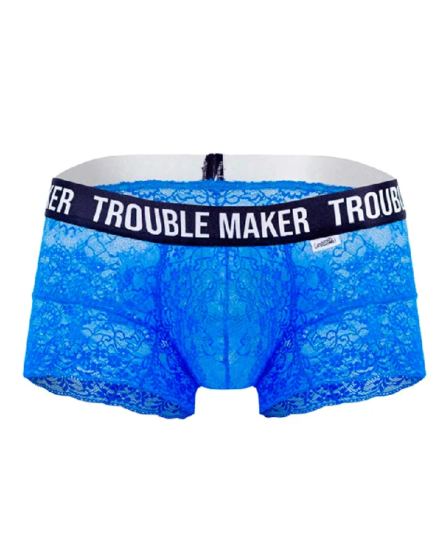 men's loose-fit underwear for relaxation-Candyman 99616 Trouble Maker Lace Trunks Dark Blue