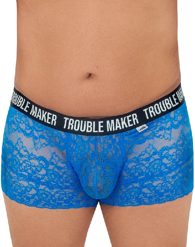 men's tagless trunks for no itch-Candyman 99616x Trouble Maker Lace Trunks