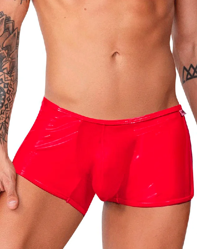 men's supportive underwear for active lifestyles-Candyman 99737 Mesh Trunks Red