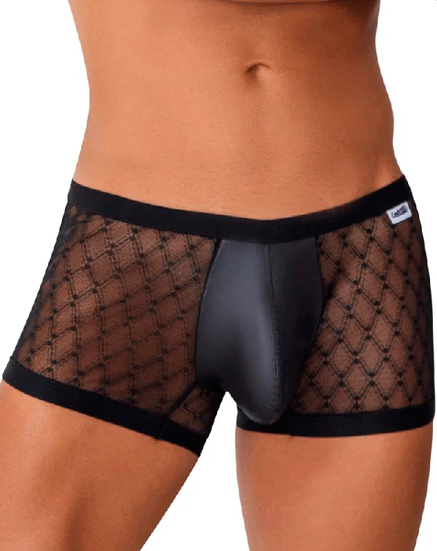 men's bamboo underwear for sensitive skin-Candyman 99750 Lace Trunks Black