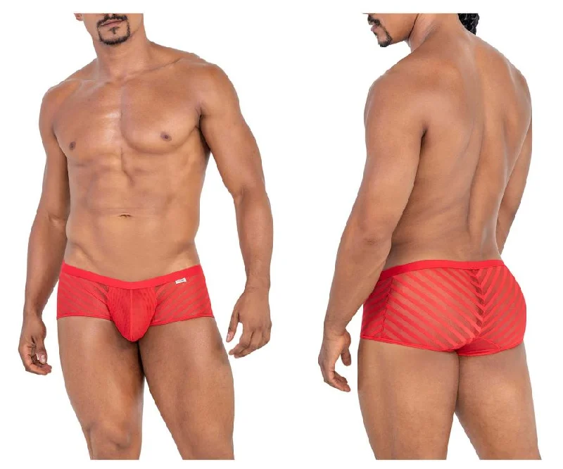 men's low-rise briefs for modern style-CandyMan 99790 Mesh Trunks Color Red