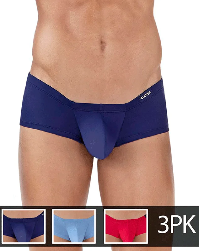 men's premium underwear for quality-Clever 229929 3pk Australian Latin Trunks Red-blue-dark Blue