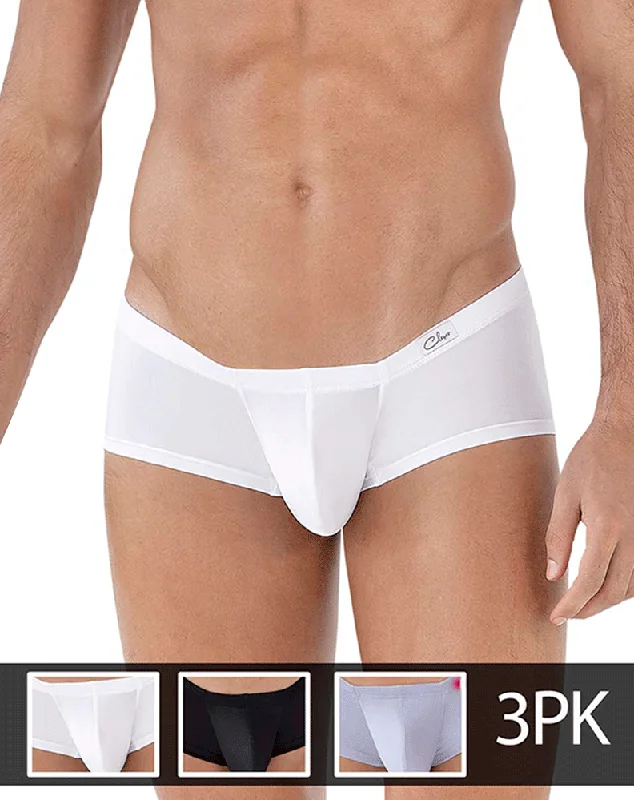 men's cooling underwear for hot climates-Clever 229930 3pk Australian Latin Trunks White-black-gray