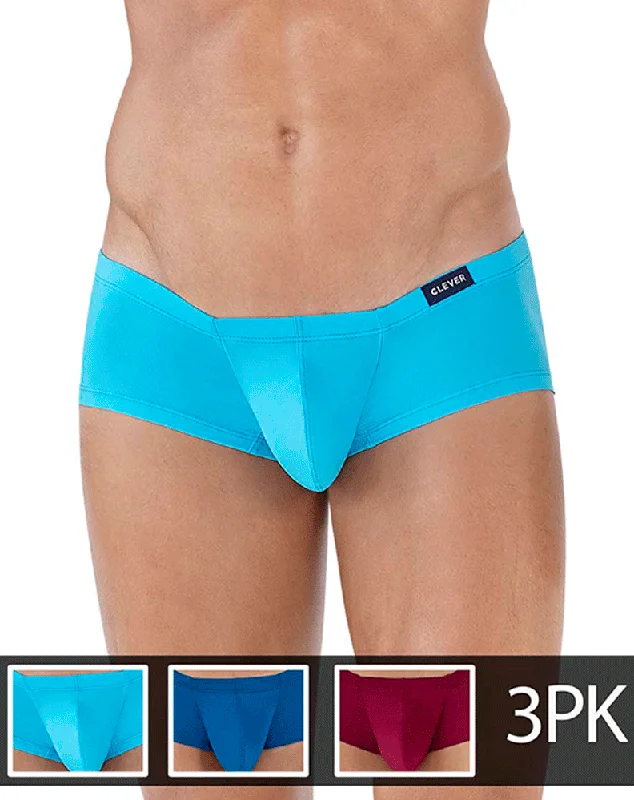 men's designer boxer briefs for brand-Clever 229932 3pk Australian Latin Trunks Blue-petrol Blue-grape