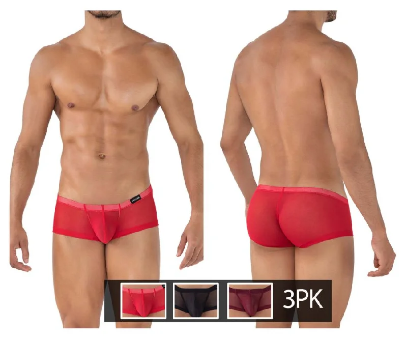 men's stretch trunks-Clever 229937 3PK Australian Latin Trunks Trunks Color Red-Black-Grape