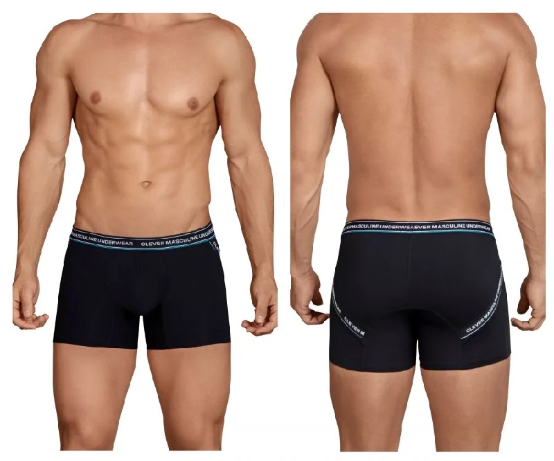 men's long-leg trunks-Clever 2439 Kalderash Boxer Briefs Color Black