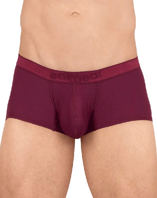 men's moisture-wicking underwear for sports-Ergowear Ew1658 Slk Trunks Burgundy