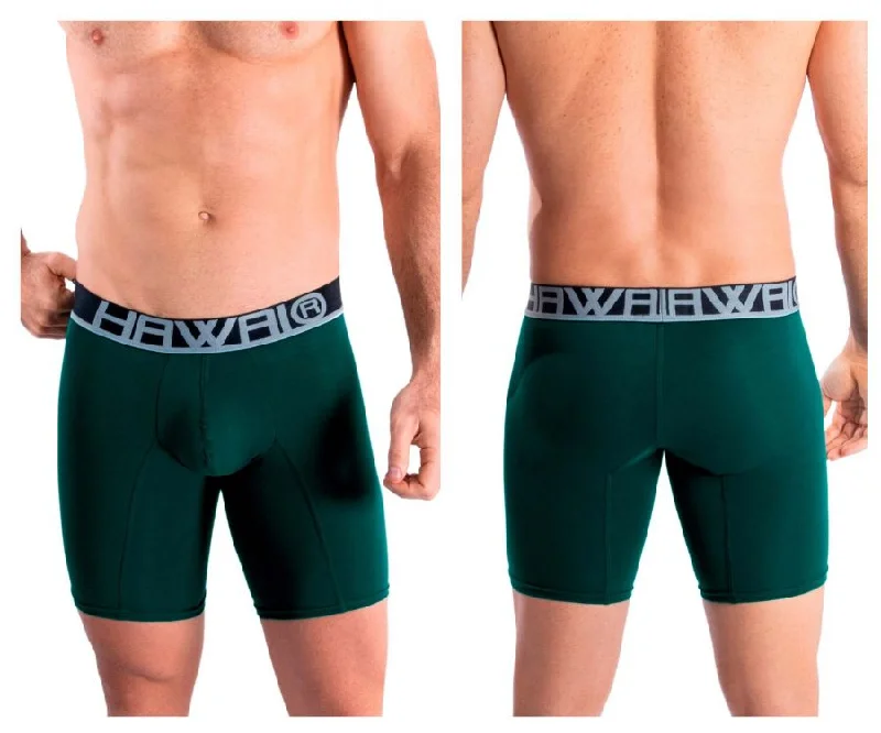 men's bamboo briefs for sustainability-HAWAI 41903 Solid Athletic Boxer Briefs Color Green