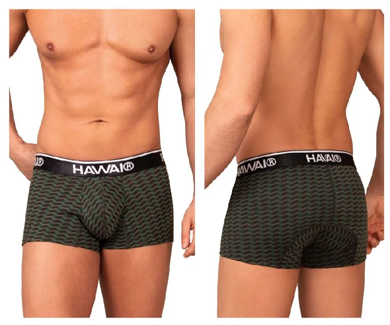 men's long-leg trunks-HAWAI 42371 Printed Trunks Color Green