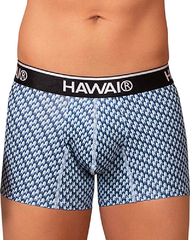 men's breathable underwear for winter-Hawai 42420 Printed Trunks Blue