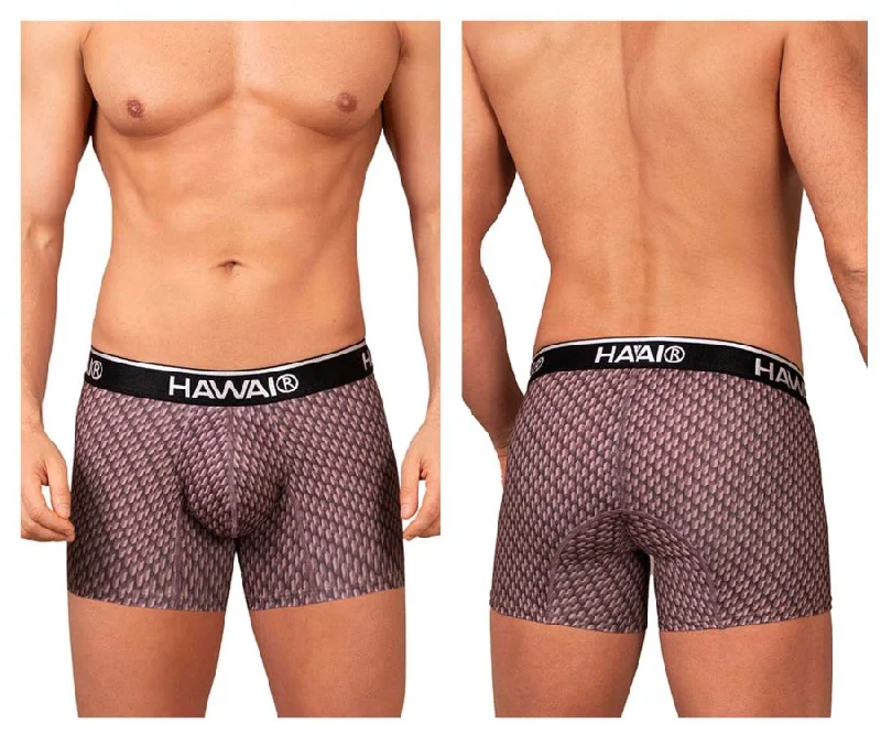 men's luxury trunks for premium feel-HAWAI 42420 Printed Trunks Color Cocoa