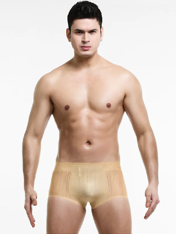 men's quick-dry briefs for fast drying-Hip Lift Mesh Breathable Seamless Trunks