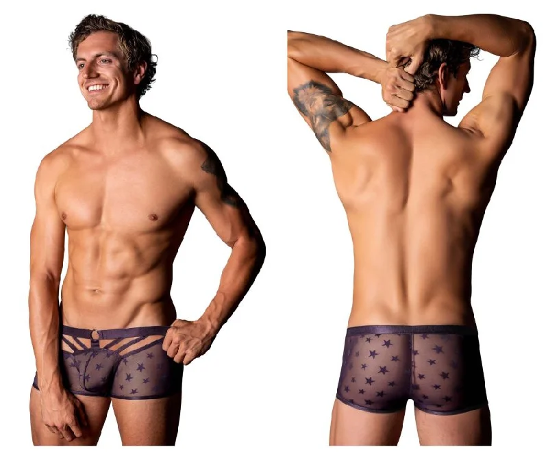 men's lightweight trunks-Male Power 122-291 Love Star Short with Ring Color Purple