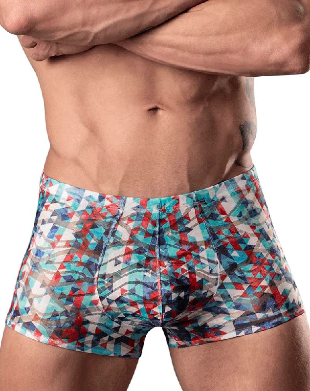 men's slim-fit trunks-Male Power 131-293 Your Lace Or Mine Pouch Short Red-white-blue